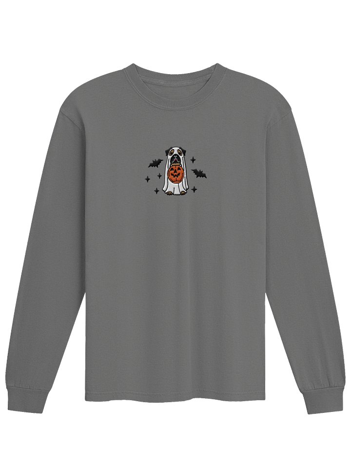 Halloween Pug(Tan, Black Mask) Embroidered Long-Sleeve T-Shirt product image (9)