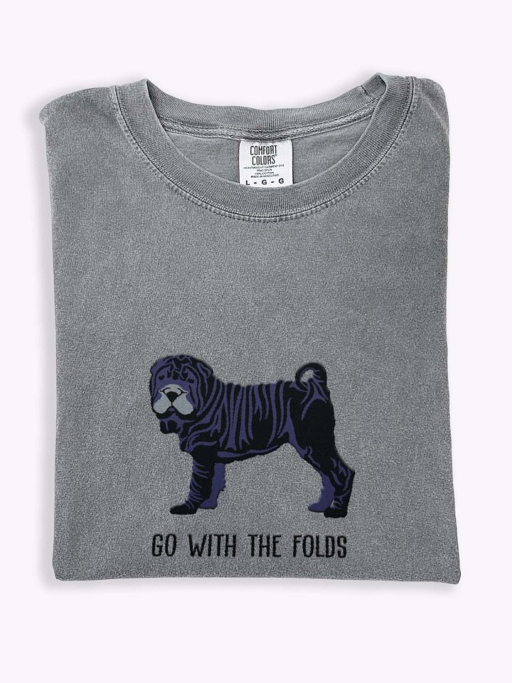 Go with the Folds T-Shirt(Embroidered) of a Chinese Shar-Pei(Black) product image (1)