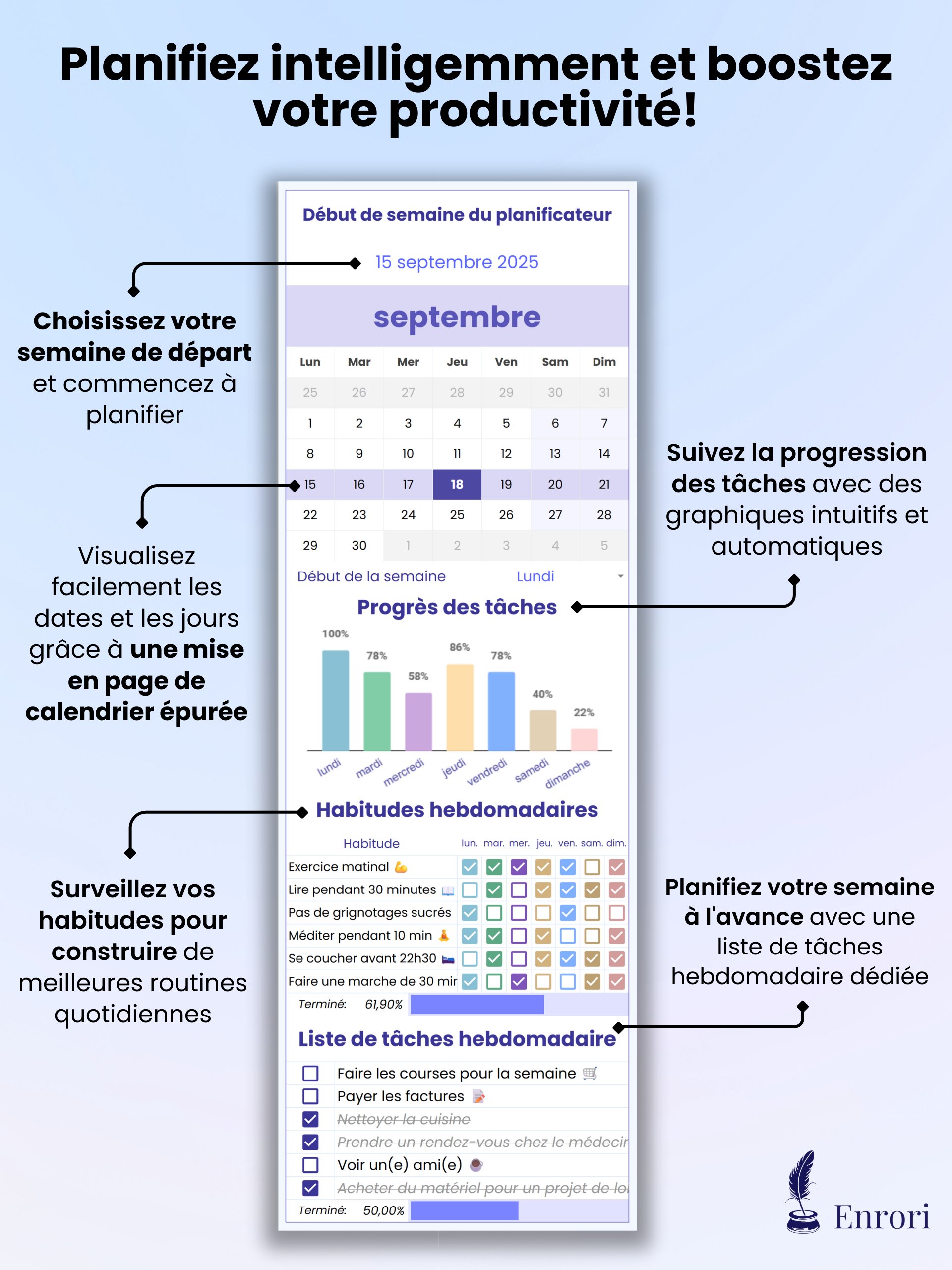 Planificateur journalier & hebdomadaire product image (3)