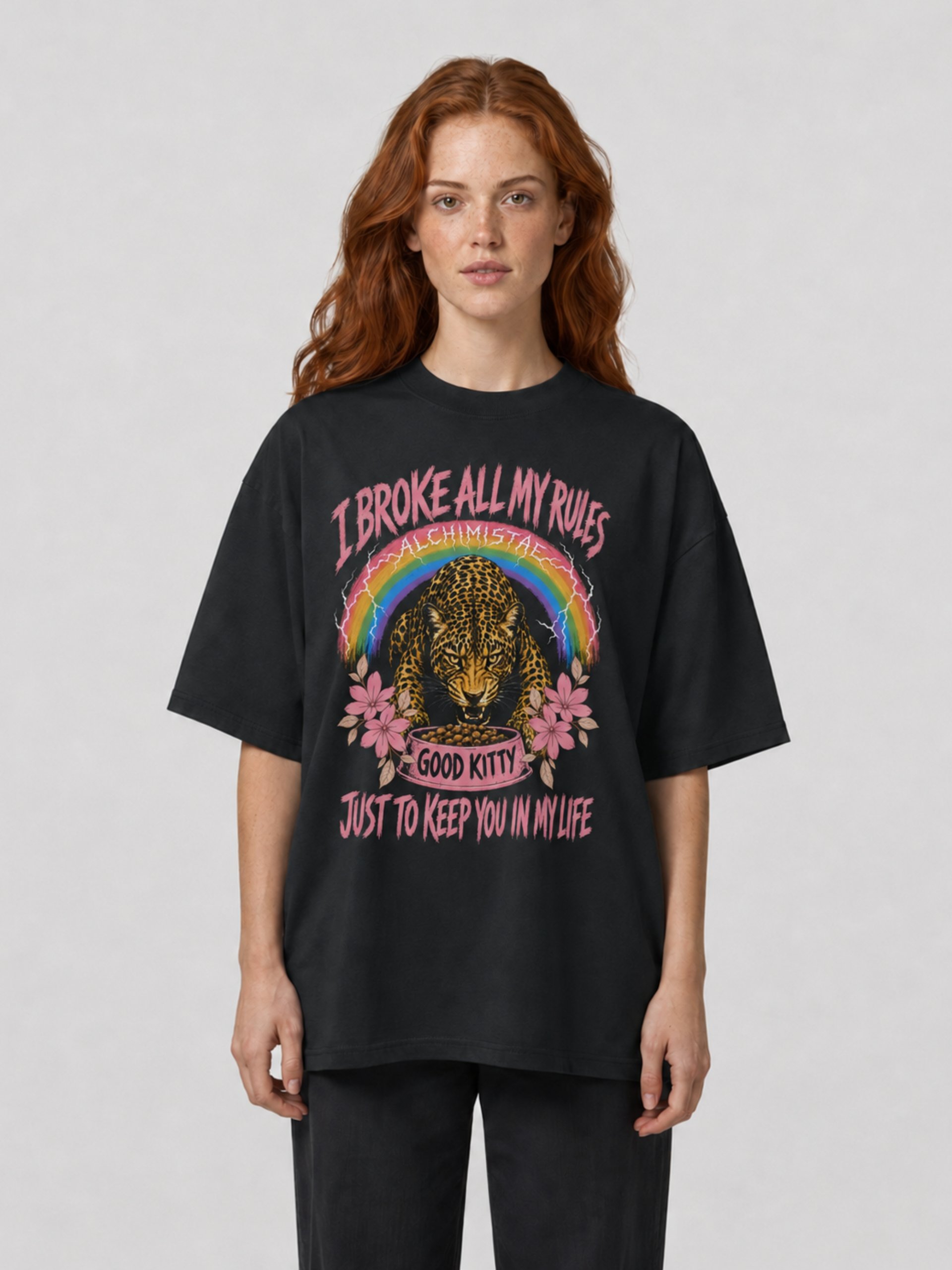 T-Shirt Unisex Oversize Coton Bio Poids Lourd - I BROKE ALL MY RULES product image (2)