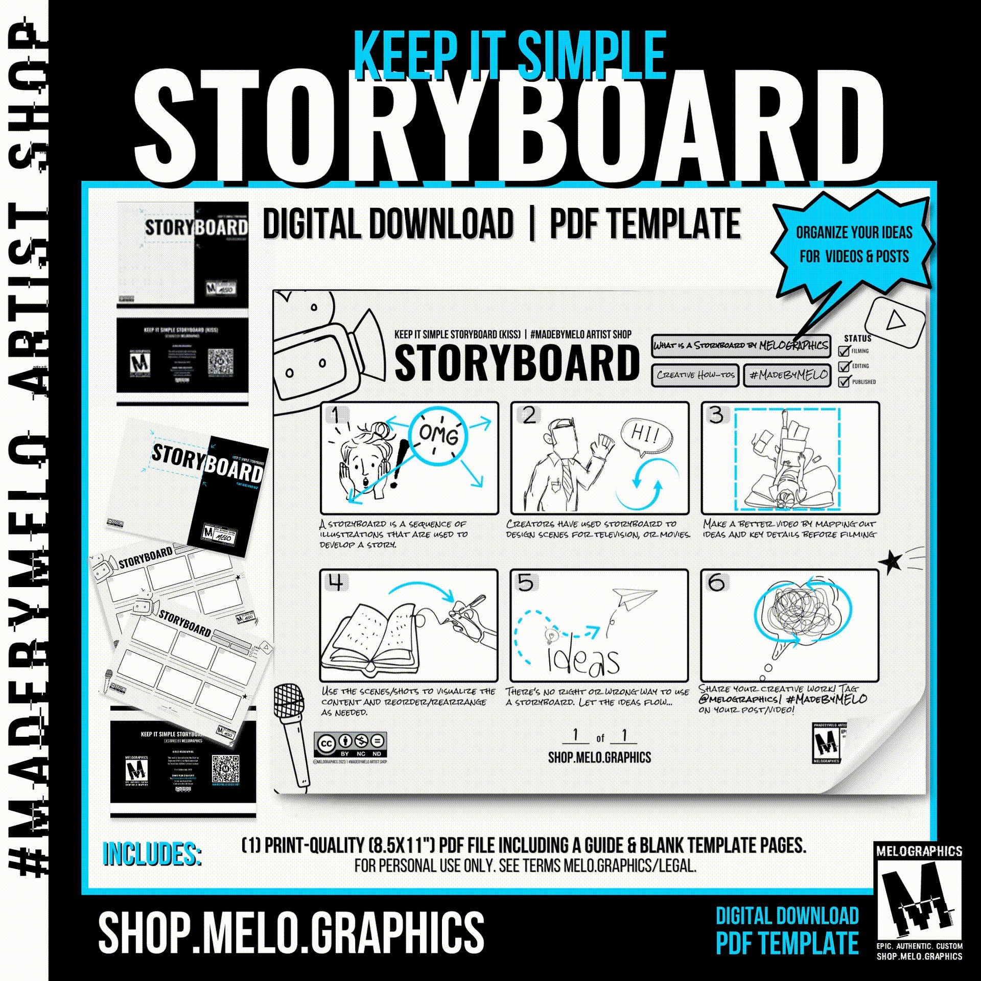 Keep it Simple Storyboard - Printable PDF Template | #MadeBYMELO product image (1)