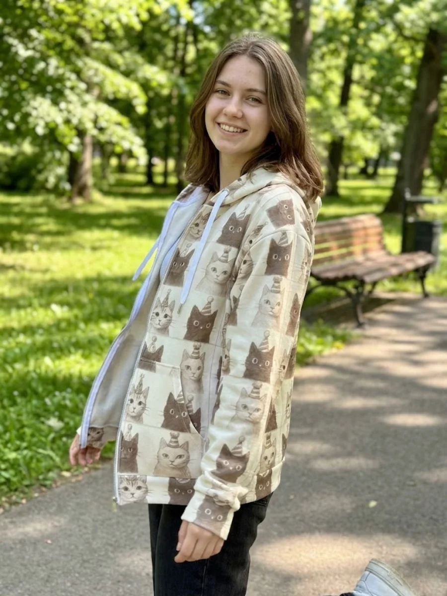 Whimsical Cat Party Unisex Zip Hoodie product image (1)