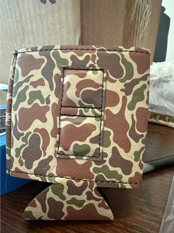 SHORT CAN MAGNET KOOZIES - FLAG LEATHER PATCH product image (2)