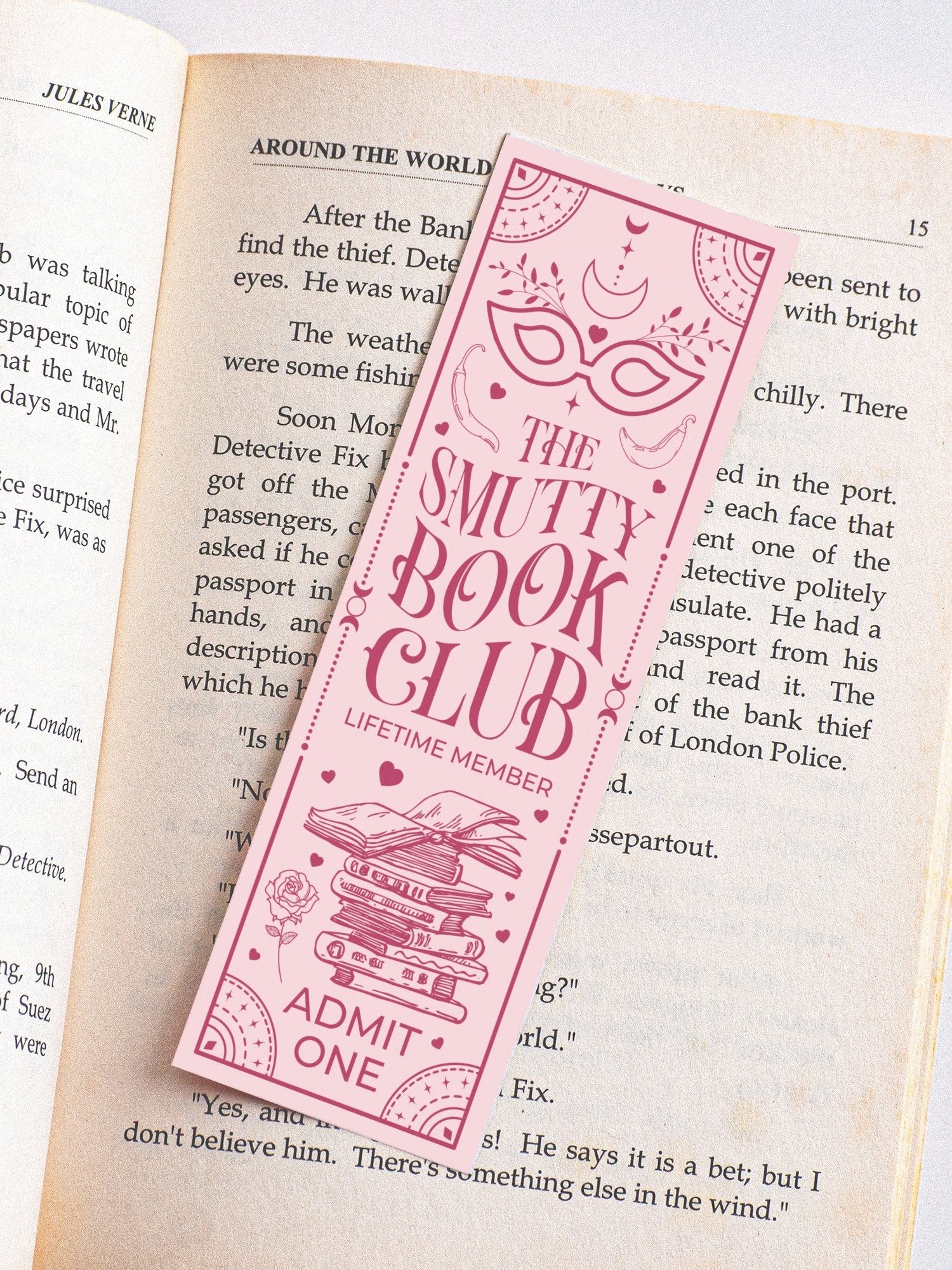 Smut Bookmark Dark Romance Book Club Boho Pink PNG, Witchy Celestial Printable Bookmarks, Bookish Merch, Digital Download, Gift for Reader product image (4)