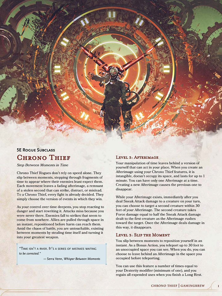 Chrono Thief | 5.5E Rogue Subclass product image (2)