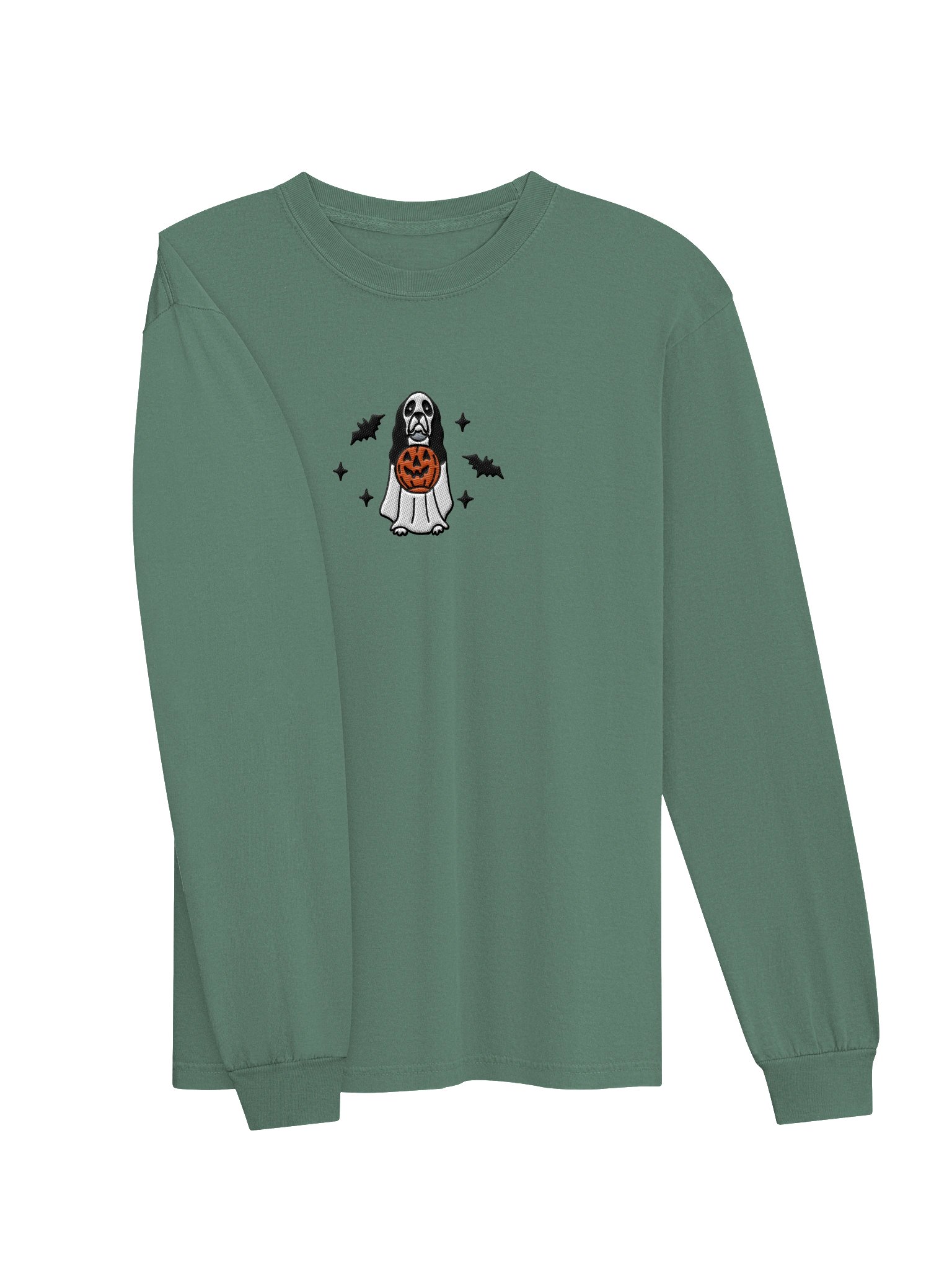 Halloween American Cocker Spaniel(Parti, Black & White) Embroidered Long-sleevedT-Shirt product image (6)