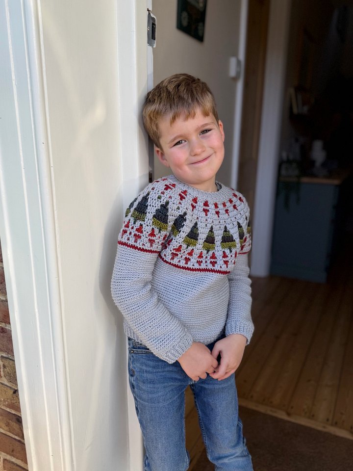 Twinkling Trees Mosaic Crochet Sweater for Babies & Children (0–10 Years) product image (1)