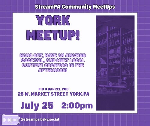 Our July meetup is ready to share! Come hang out with us at @figandbarrel on July 25th! RSVP on meetups.twitch.tv now!

#Penn...