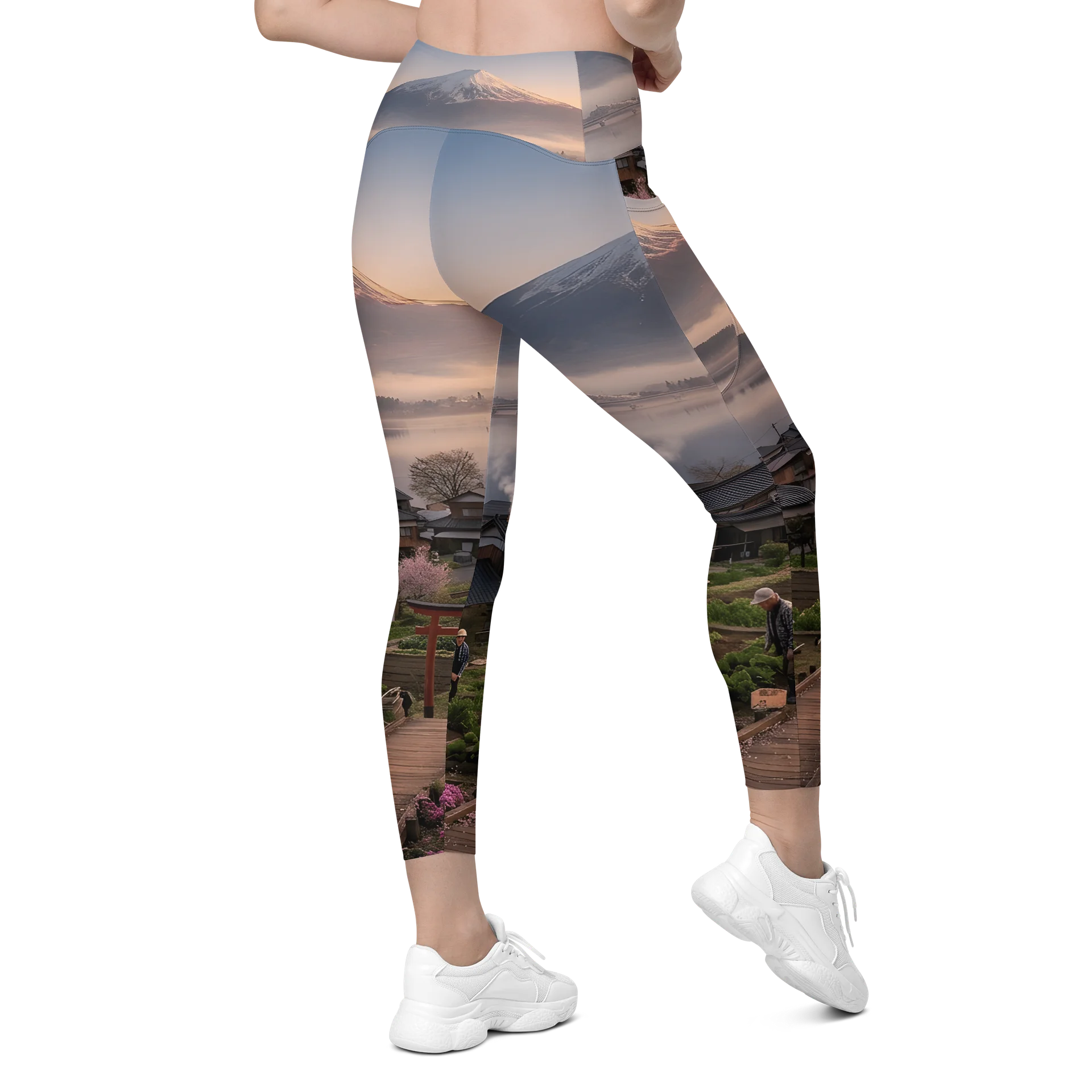 Mount Fuji Crossover Leggings with Pockets | UPF 50+ Activewear product image (11)