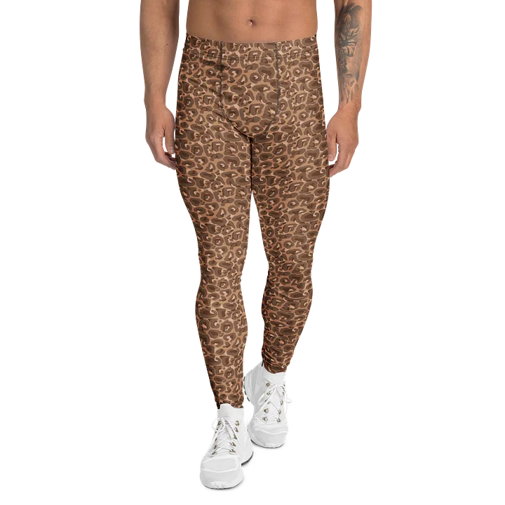 Comfortable Mens Leggings Bold Brown Leopard Print product image (1)