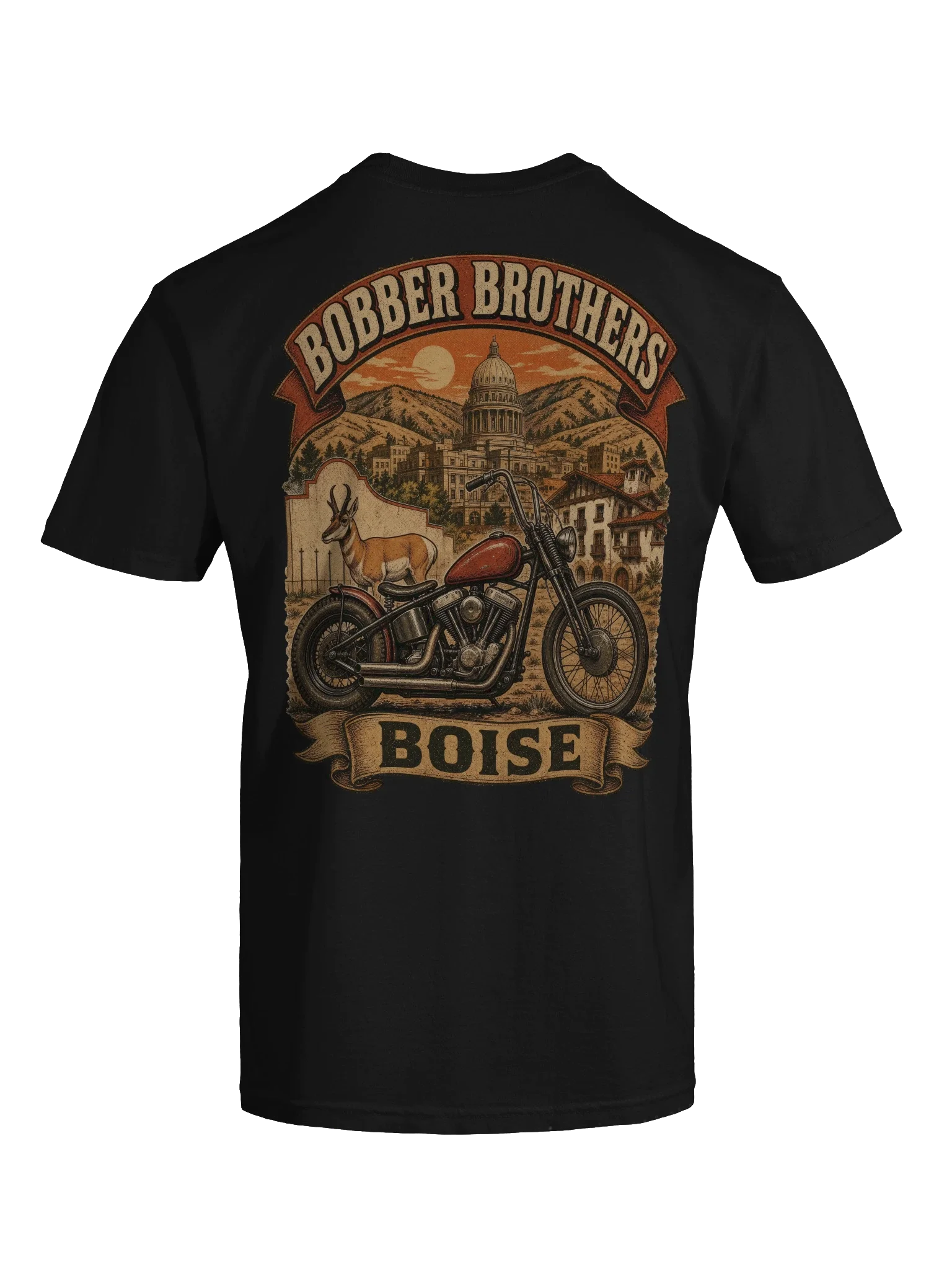 Boise motorcycle t-shirt design by Bobber Brothers