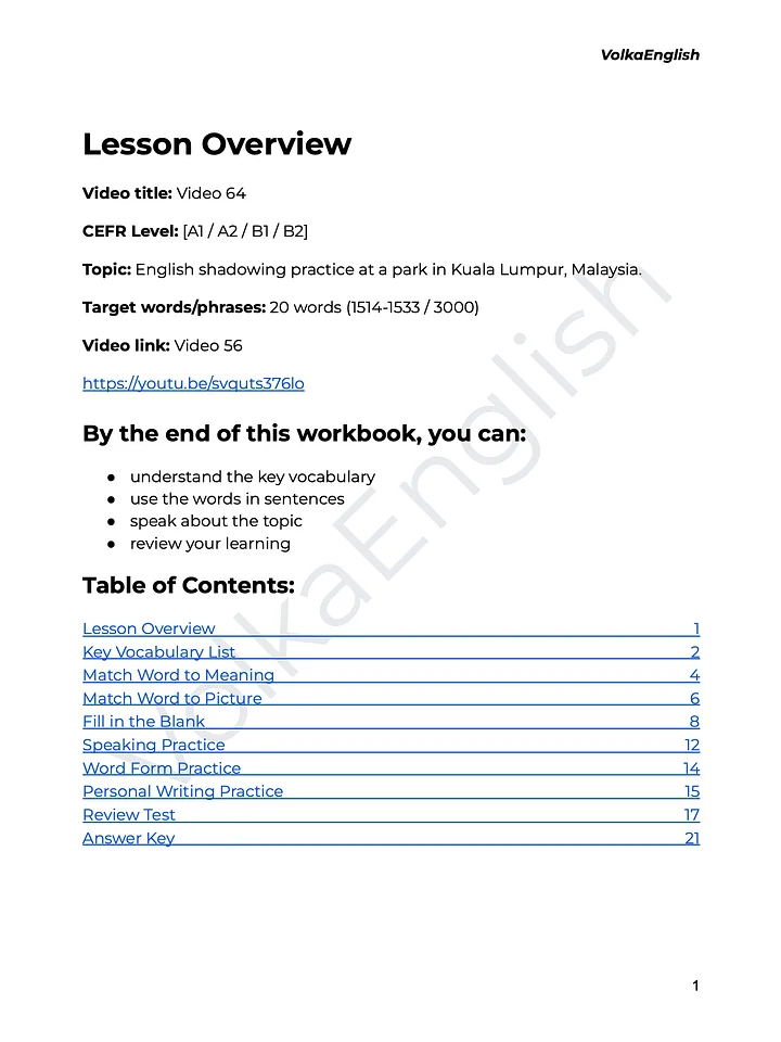 Learn English in Nature | Comprehensible Input for Beginners - Video 64 Study Pack product image (2)