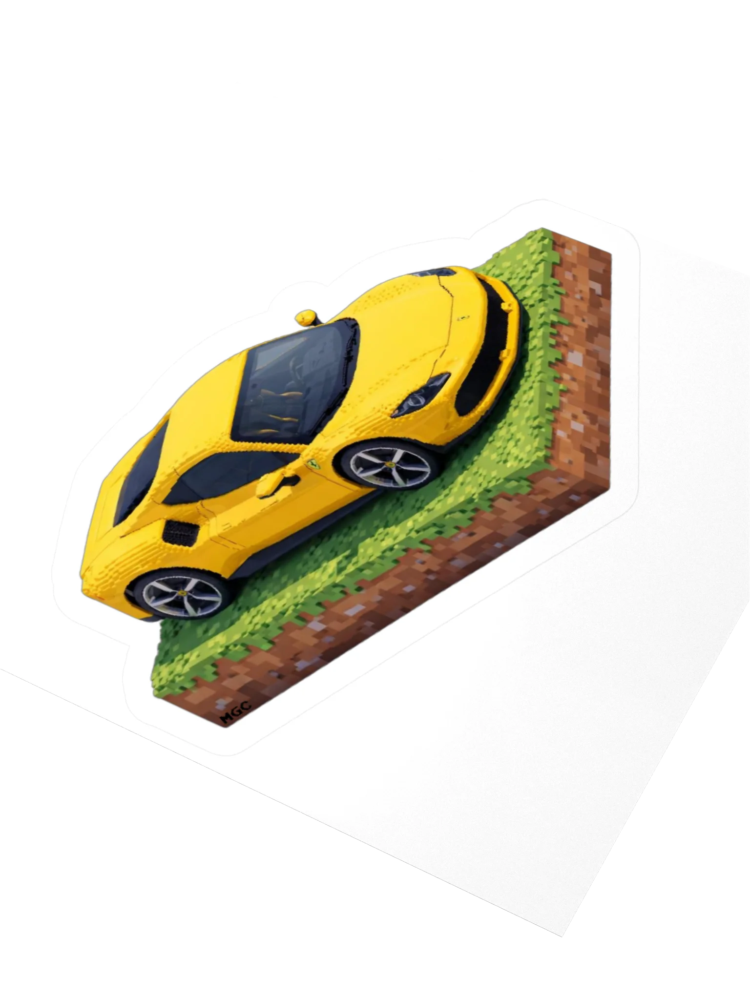 Yellow Ferrari 296 GTS Sticker (Pixel, Retro, Minecraft) product image (9)