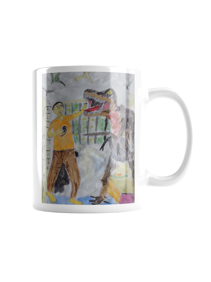 White Glossy Mug: Me vs T rex product image (1)