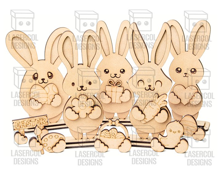 Easter Bunny Set (2 Sizes, 5 Styles)- Laser Cut Files product image (2)