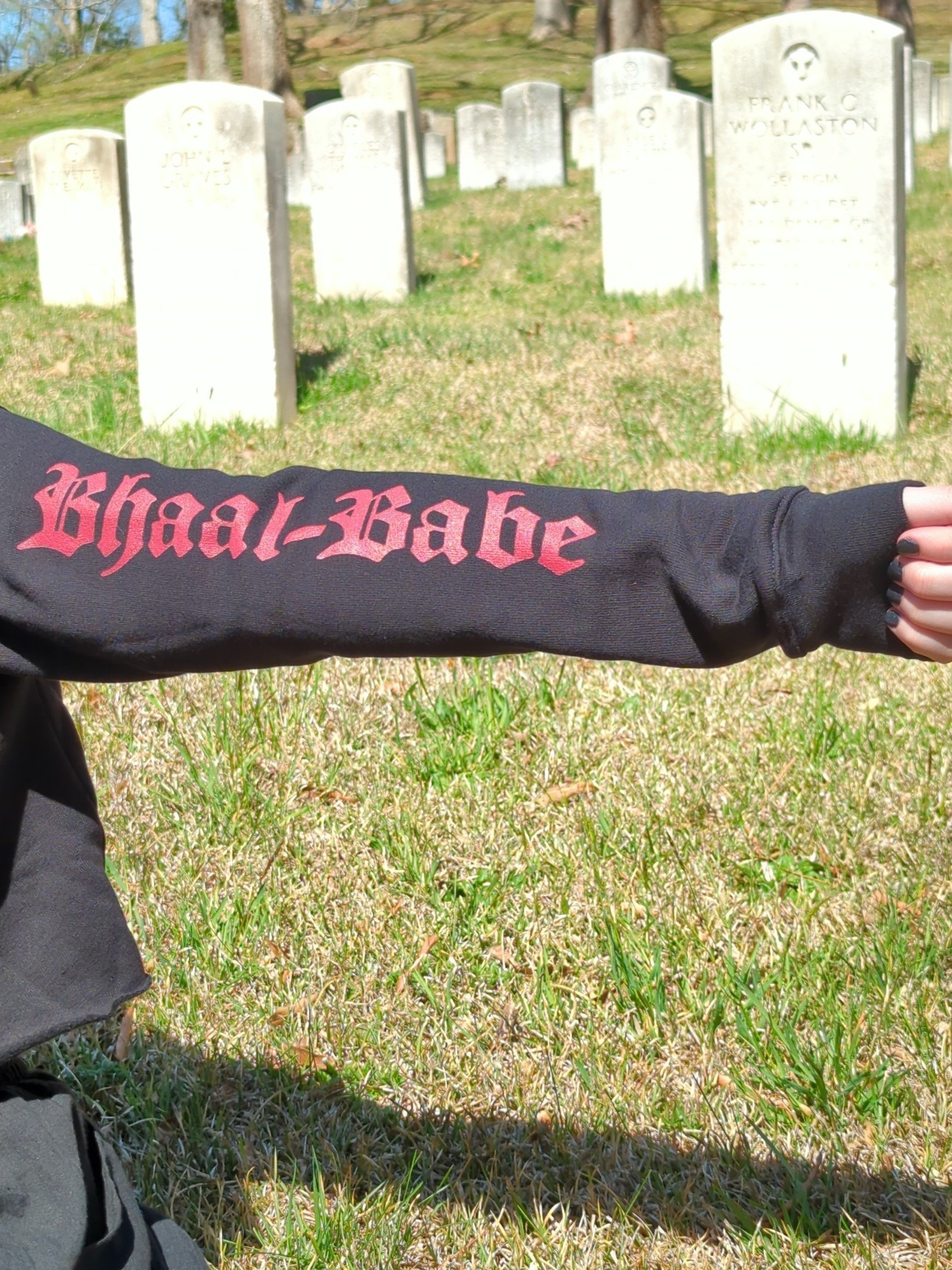 Bhaal-Babe Black Sacrifice Fleece Crop Top Sweatshirt product image (3)