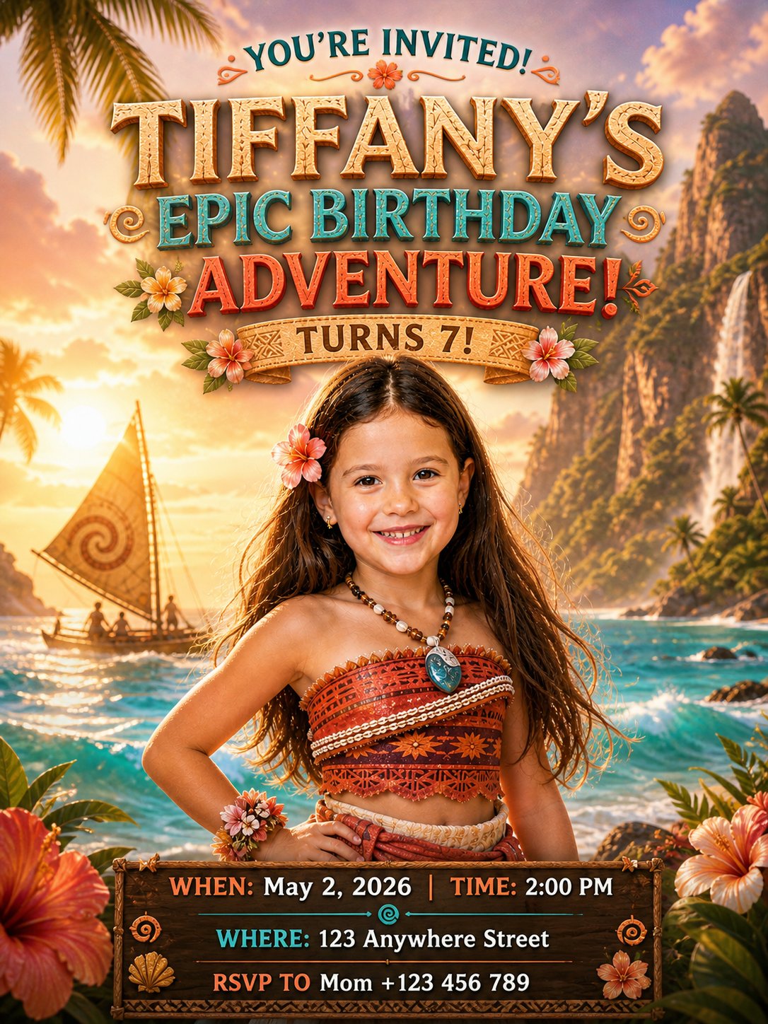 Custom Moana Inspired Movie Invitation product image (1)