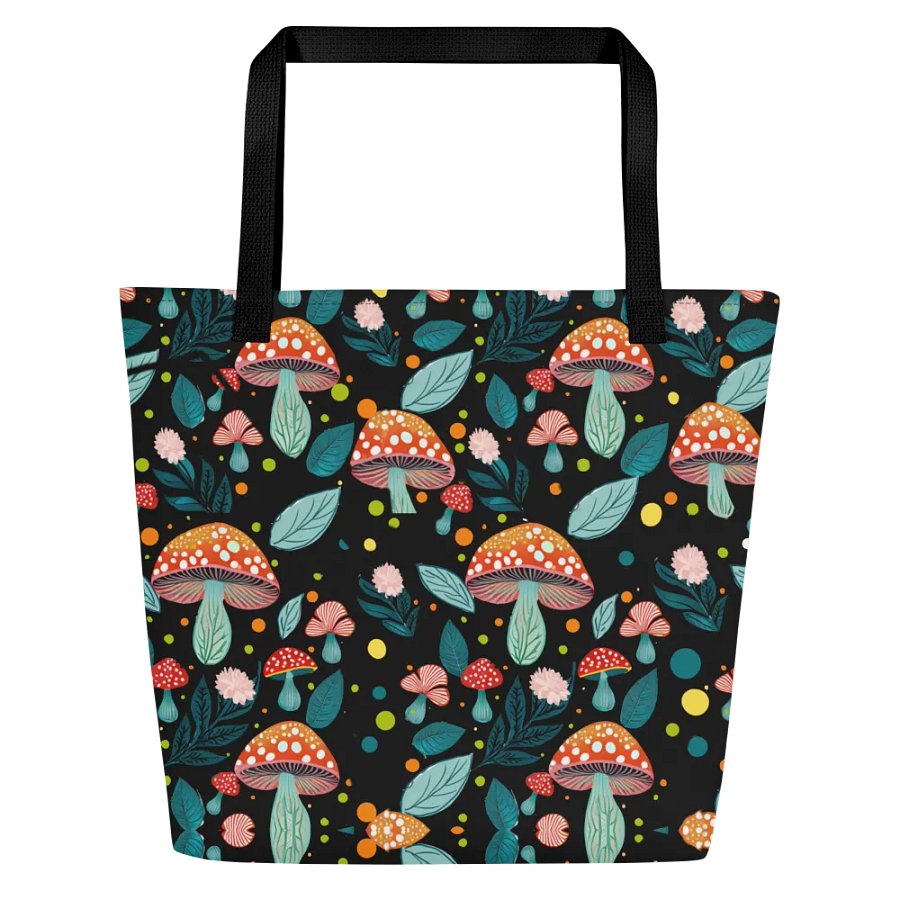Mushroom Art Print Tote | Retro Style Tote Accessory | Fungi Cuteness product image (2)