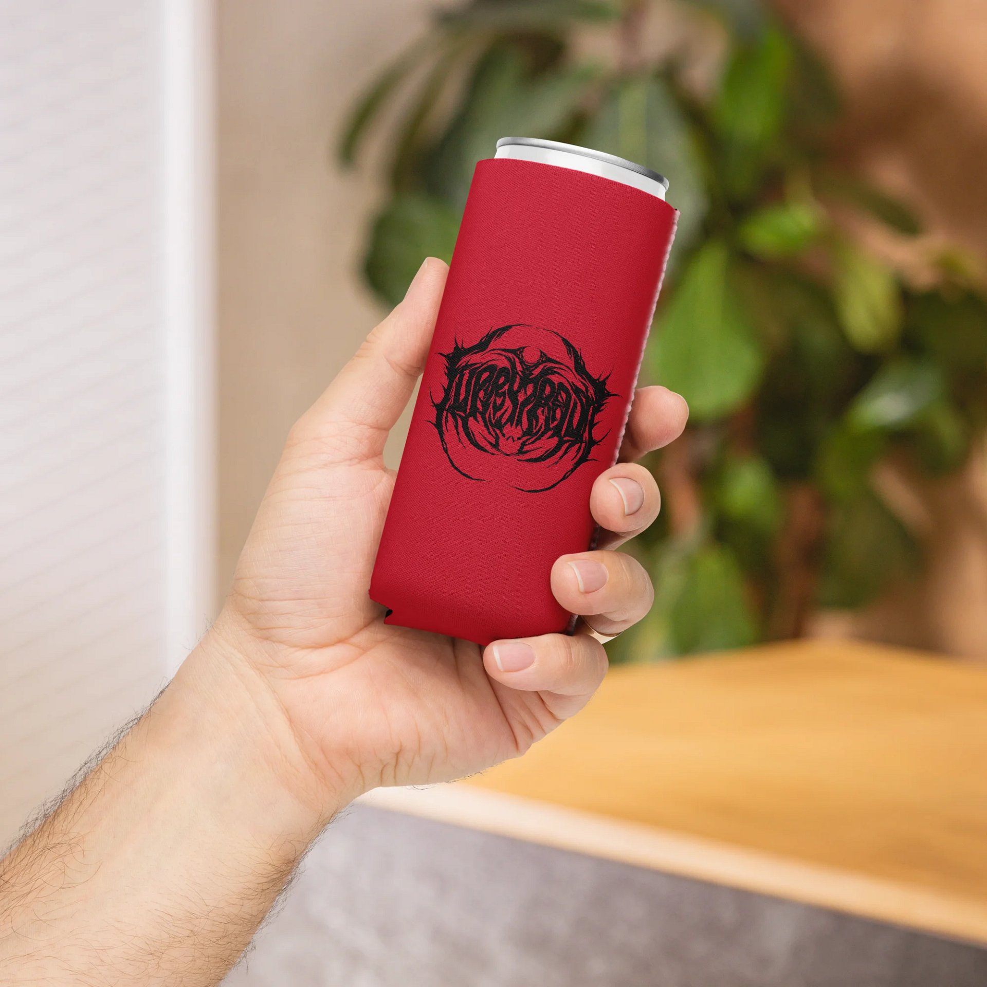 Metal Logo Koozie - Black Print on Red product image (13)