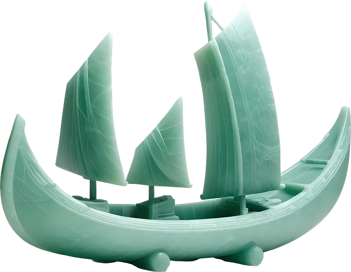 Jade Signature – Elegant Jade Sailboat Sculpture PNG product image (1)