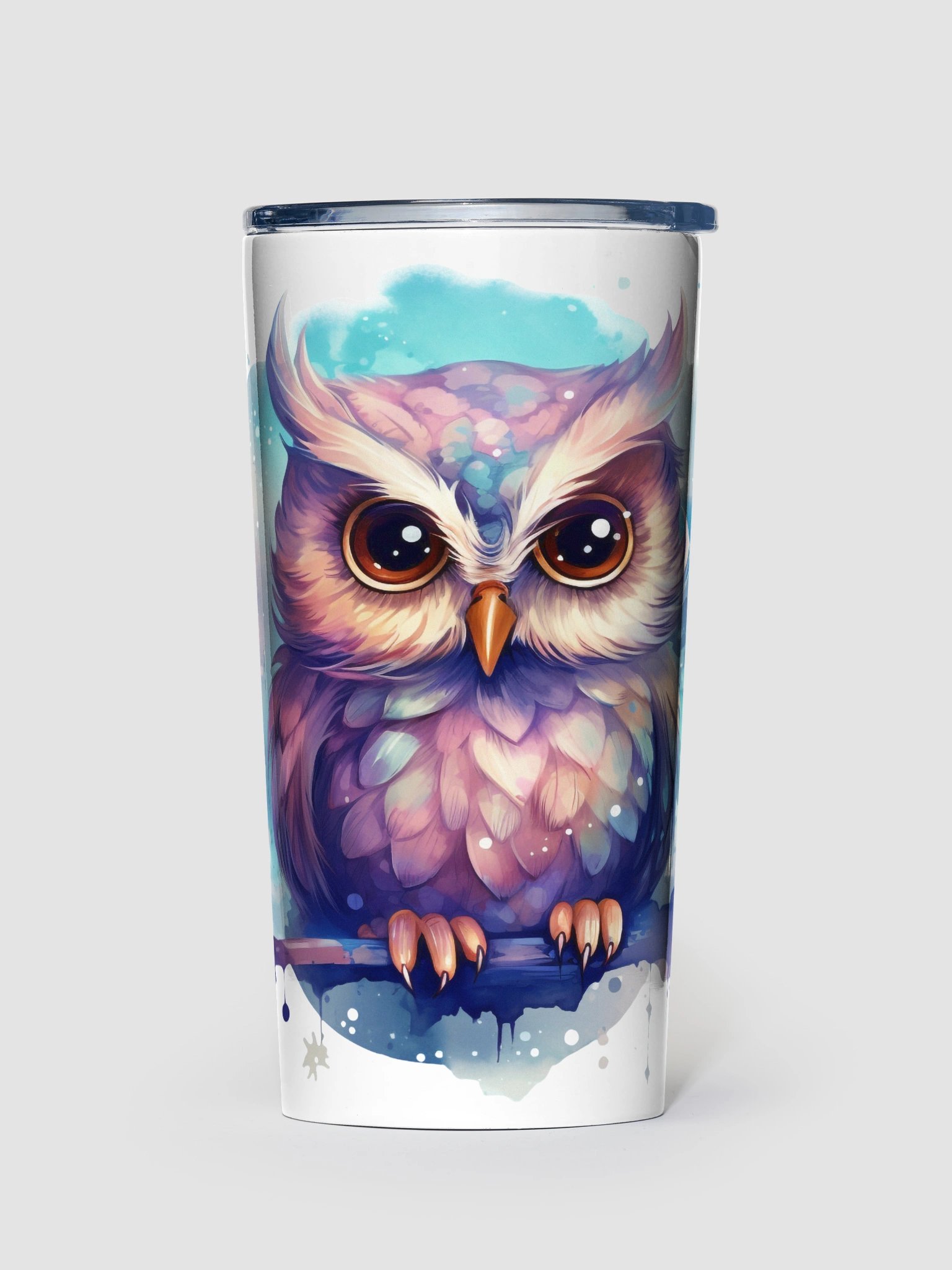 Watercolour Owl 20oz Stainless Steel Tumbler product image (1)