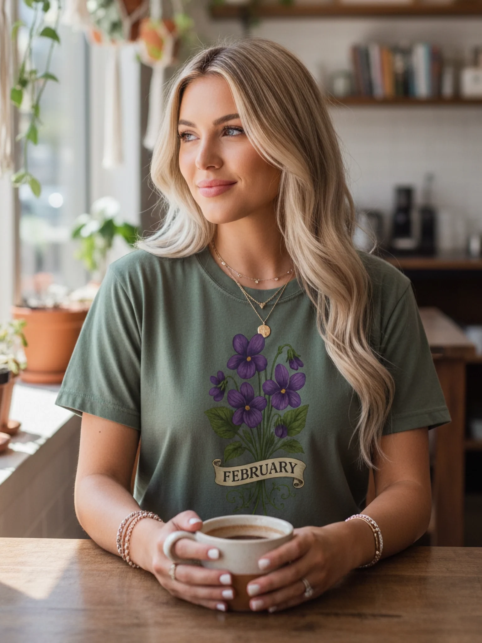 February Birth Flower Shirt – Violet Vintage Floral Birthday Gift Tee product image (1)