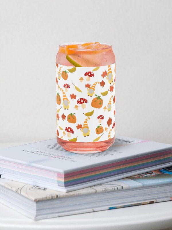 Fall with my Gnomies in White Pattern Glass Tumbler product image (1)