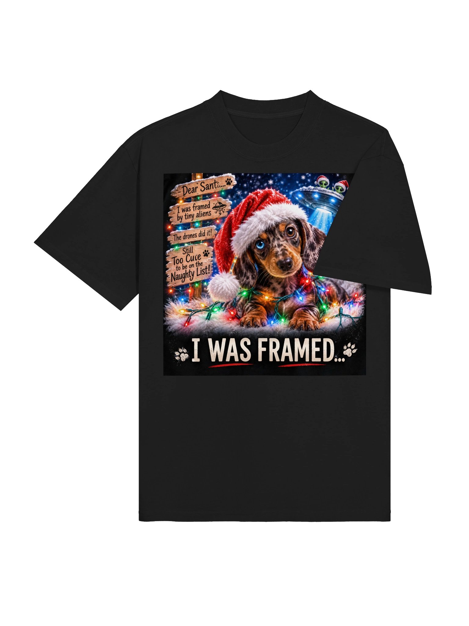 Funny Christmas Dachshund T-Shirt | Sci-Fi Alien UFO Tech Humor Dog Lover Gift product image (6)