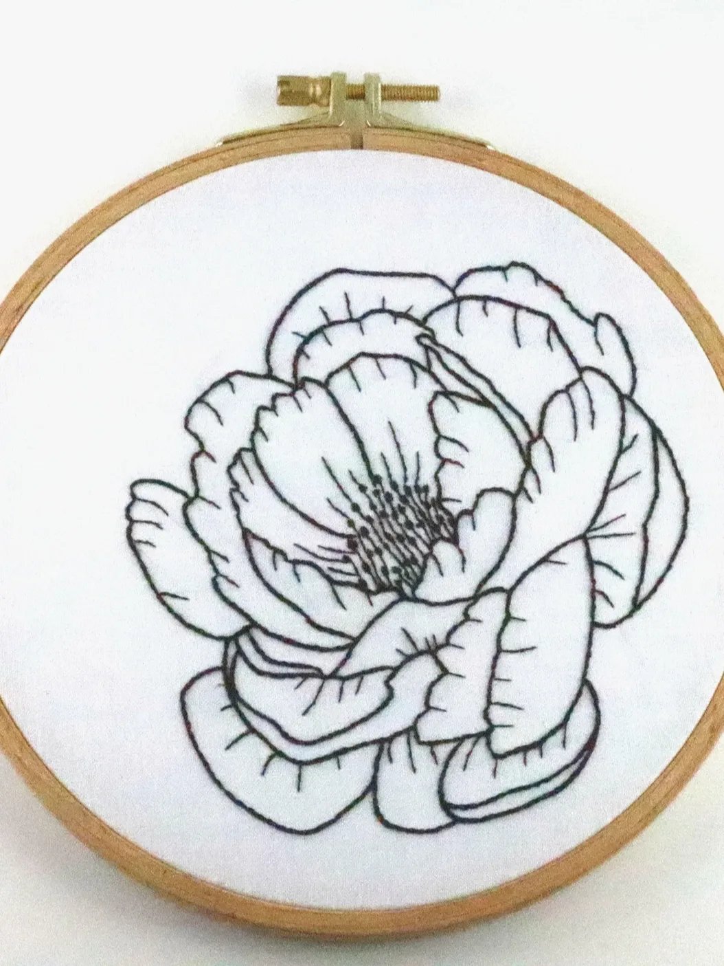 PDF easy floral hand embroidery digital pattern for beginners - simple Peony flower line art product image (7)