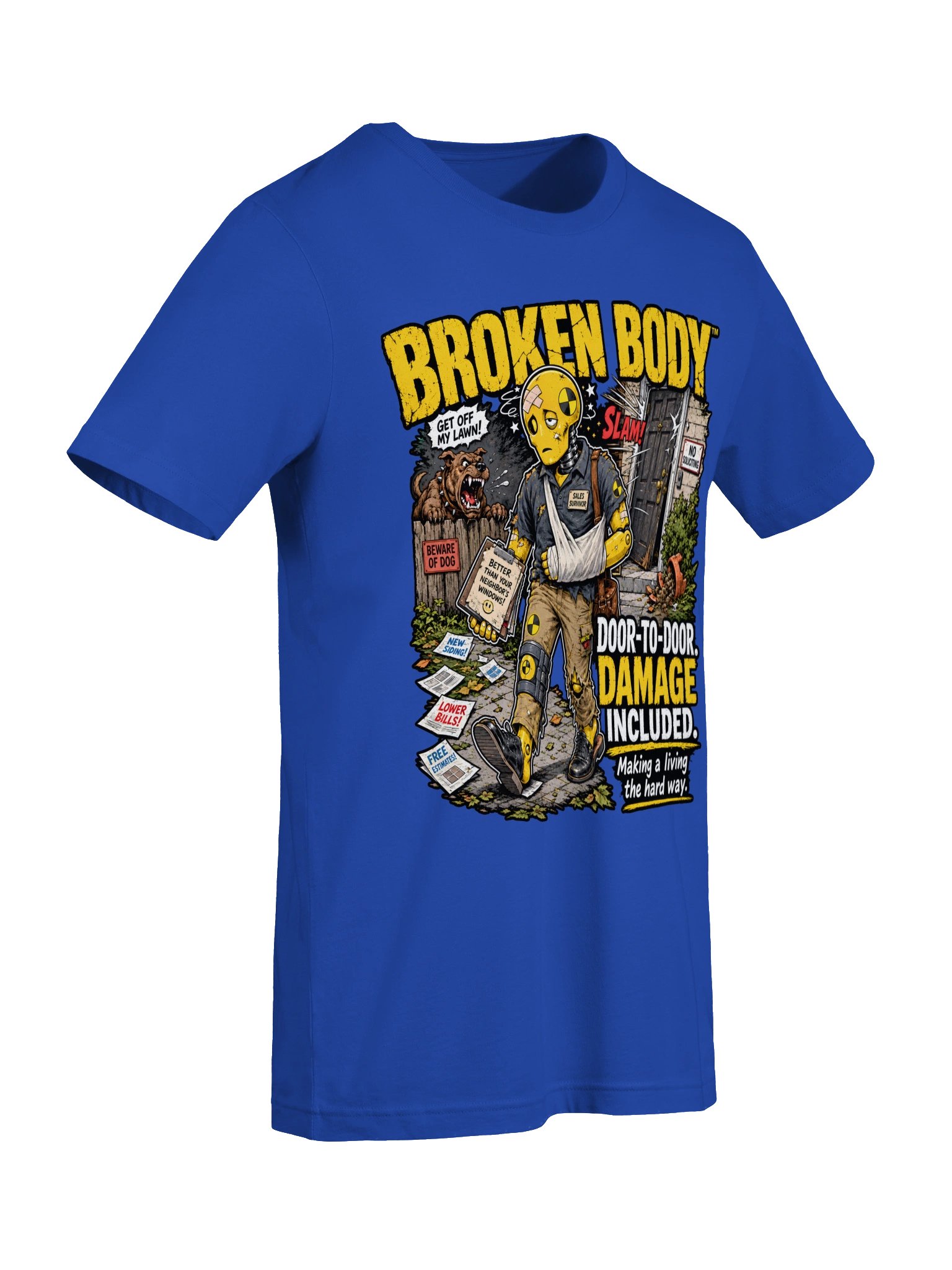 Funny Door-to-Door Salesman Shirt — Door-to-Door Damage Included | Flat Out Broken™ product image (8)
