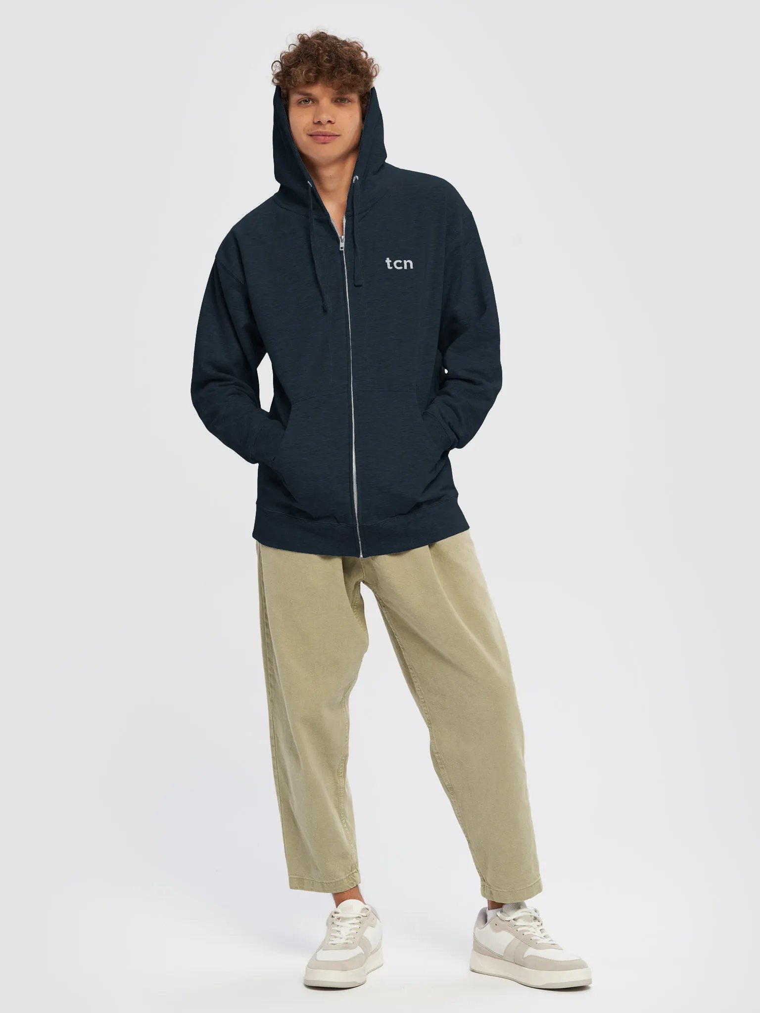 WHITE LOGO ZIP HOODIE — FRONT product image (7)