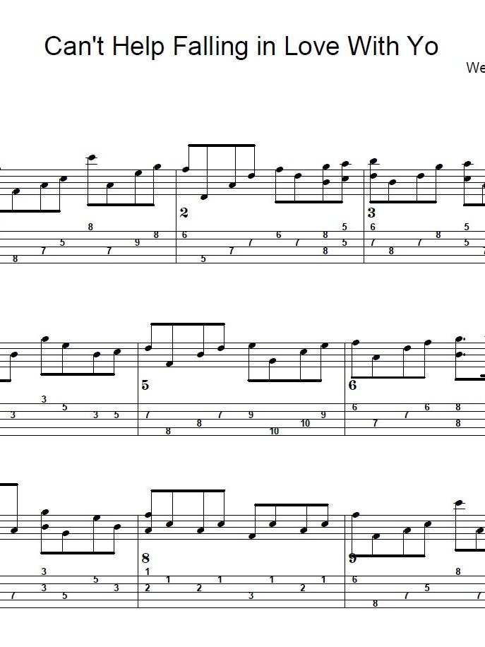 Can't help falling in love with you - Guitar sheet music product image (1)