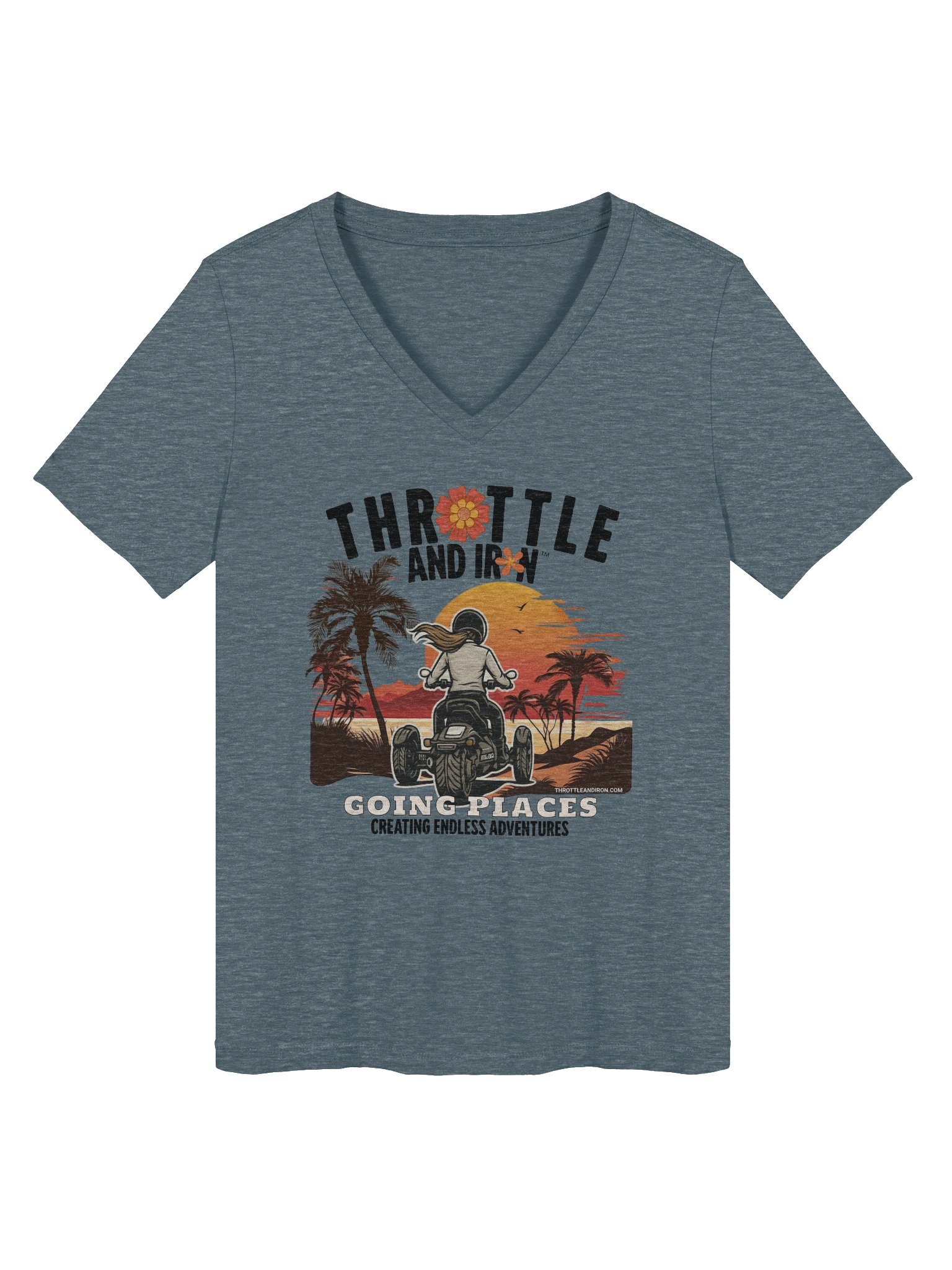 Throttle & Iron “Going Places” Women’s V-Neck Tee (3) Wheel product image (2)