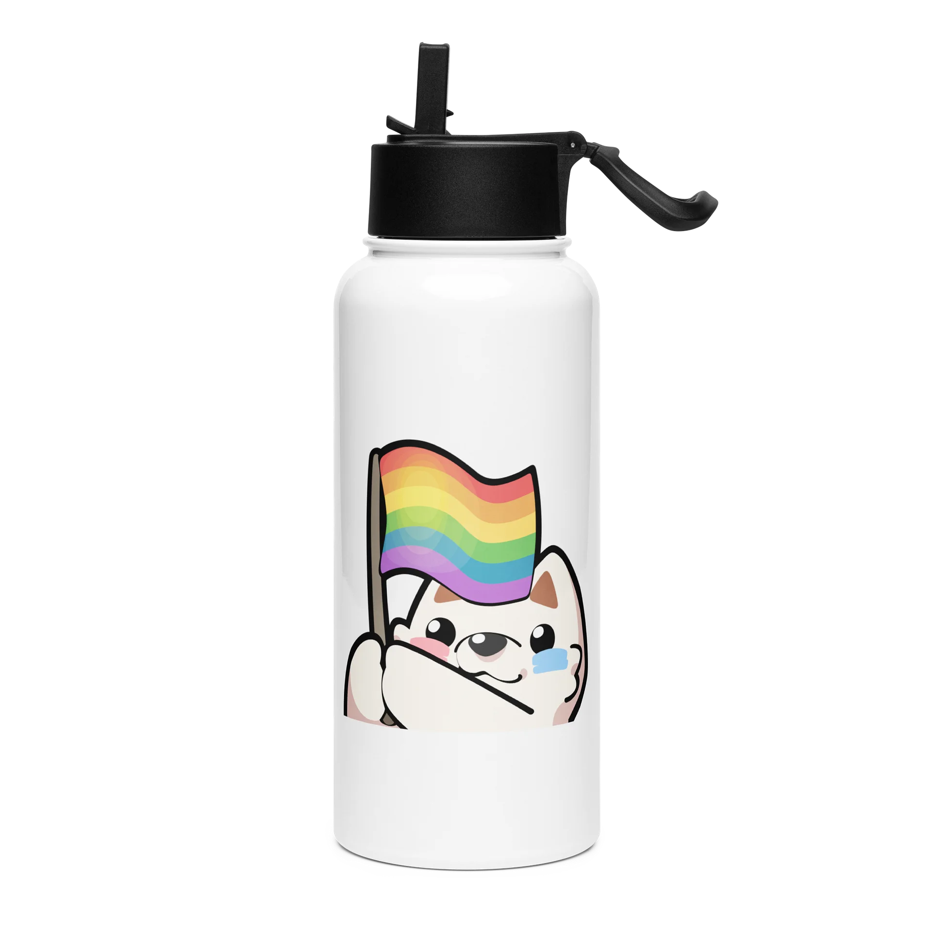 Rainbow Stainless Steel Water Bottle with a Straw product image (1)