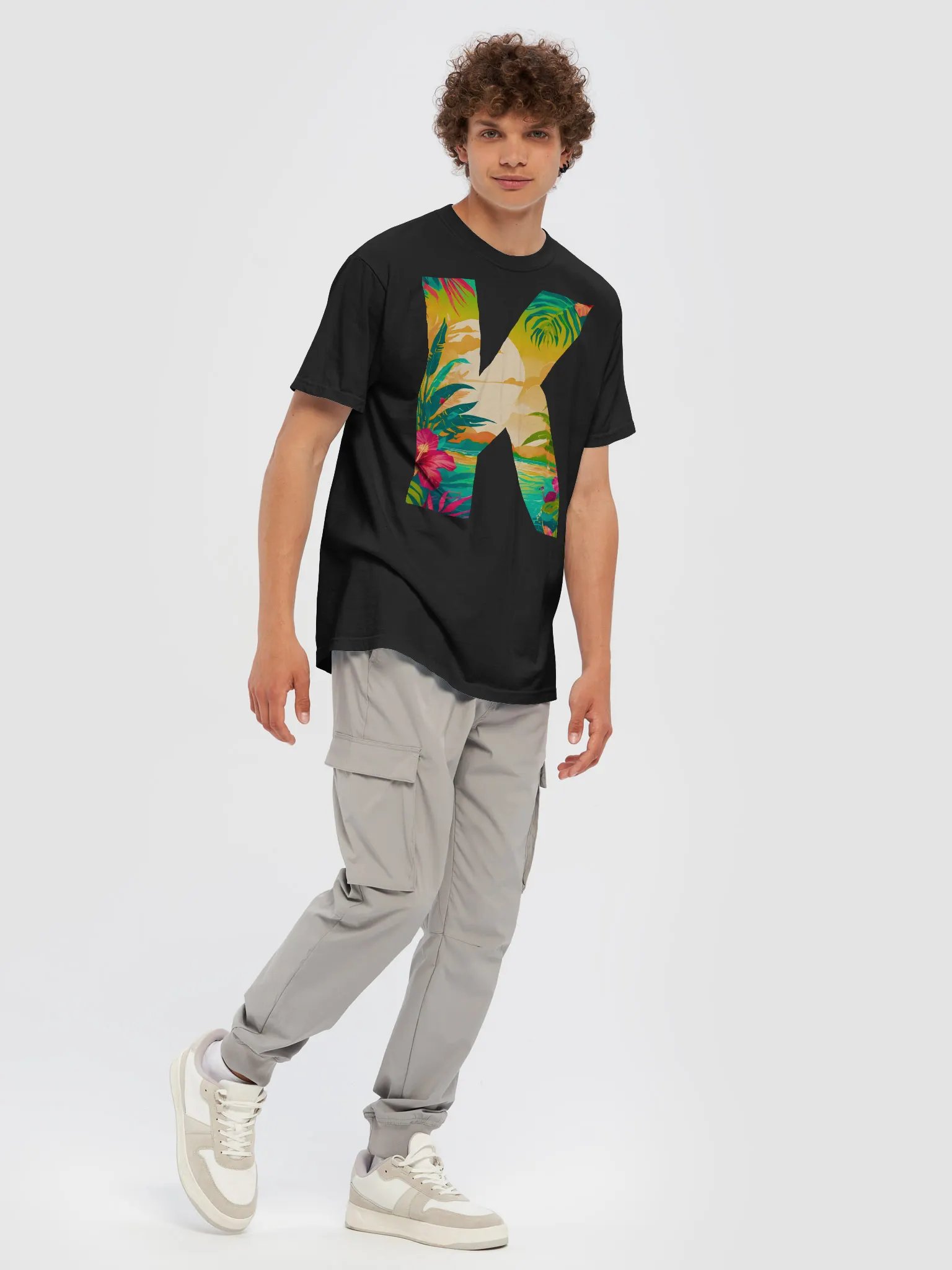 Tropical Sunset Paradise T-Shirt (Letter-K) product image (9)