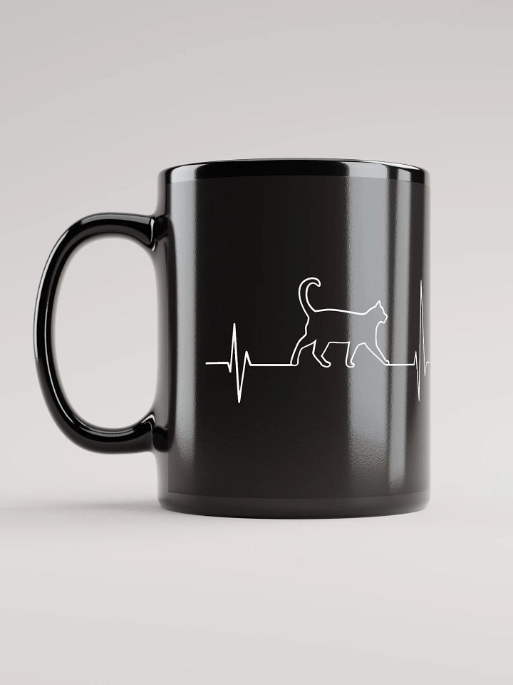 "Cat electrocardiogram" black glossy mug product image (1)