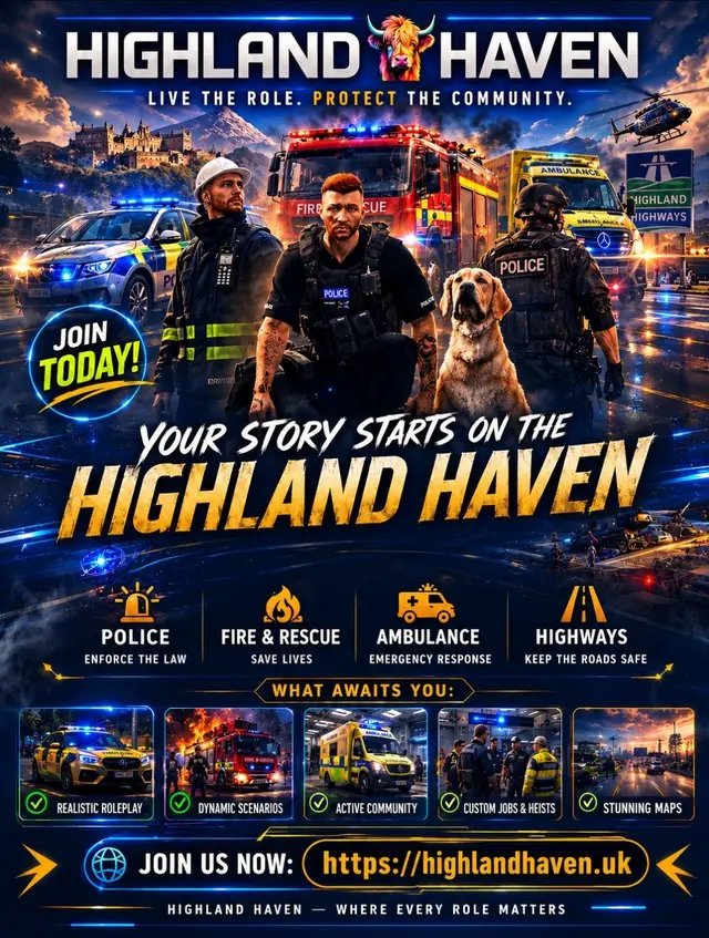 Join today and create your story in the vast world of Highland Haven.  Check our link in our bio. The safe haven awaits you!!! #FiveM #scotlandtiktok #gamingentiktok #gtarp #fyp 