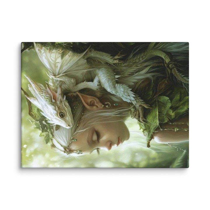 Young elf with her small dragon on the shoulder - Canvas product image (3)