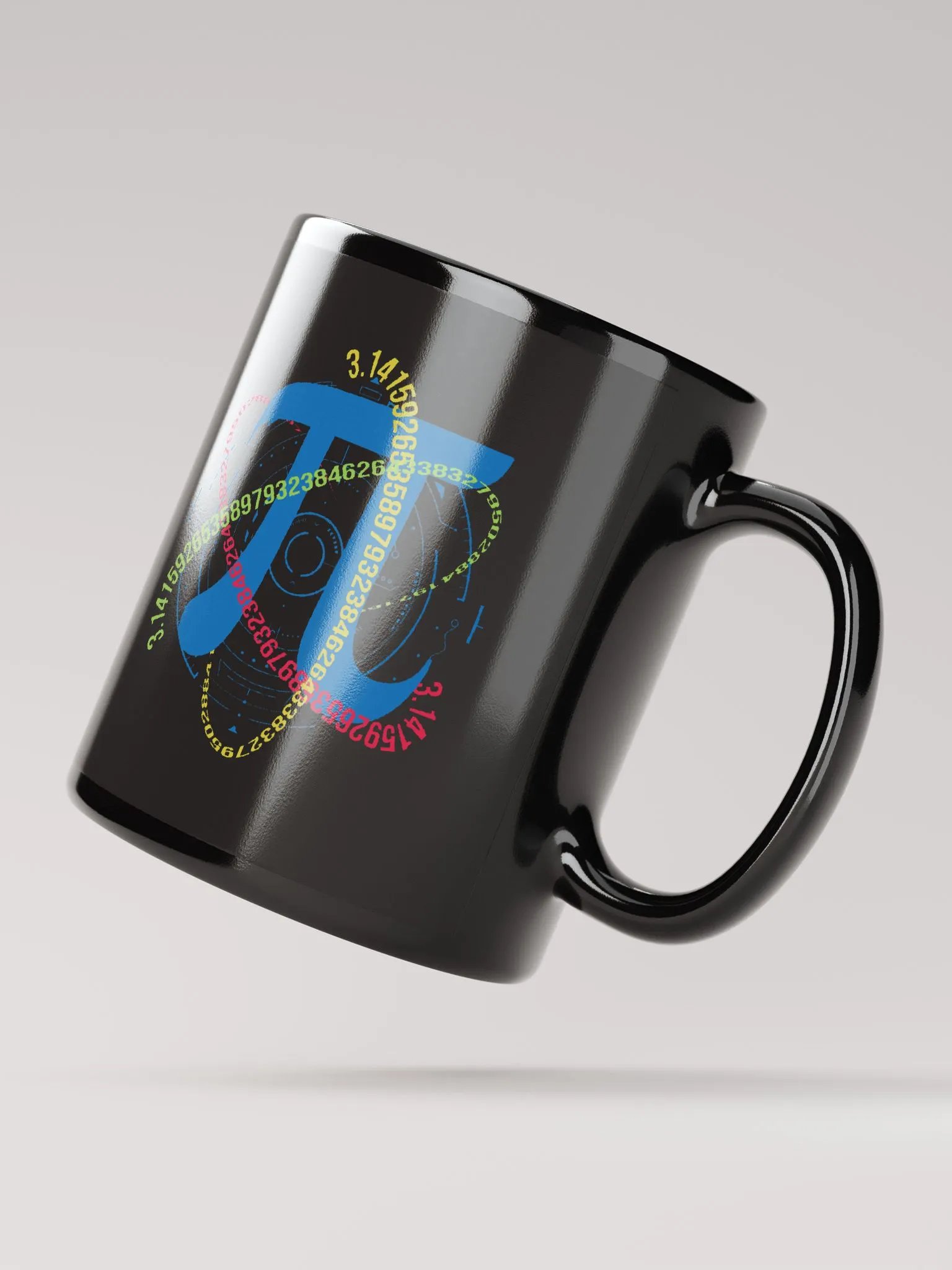 High Tech Pi Mathematical Number 3.1416 Black Mug product image (2)