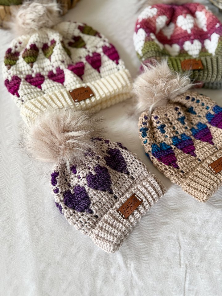 Happy Hearts Hat Crochet Pattern product image (2)