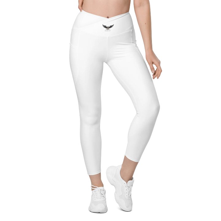 Eagle Women's High-Waisted 7/8 Crossover Leggings with Pockets - White product image (1)