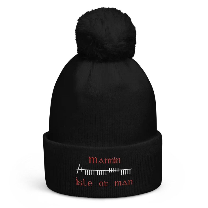 Isle of Man/Mannin Orthodox style Ogham embroidered Pom-Pom Beanie product image (1)