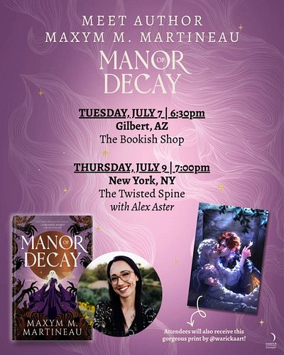 ✨ RELEASE WEEK EVENTS! ✨

I cannot wait for MANOR OF DECAY to be out in the world!! July 7 is coming up fast, and to kick off...