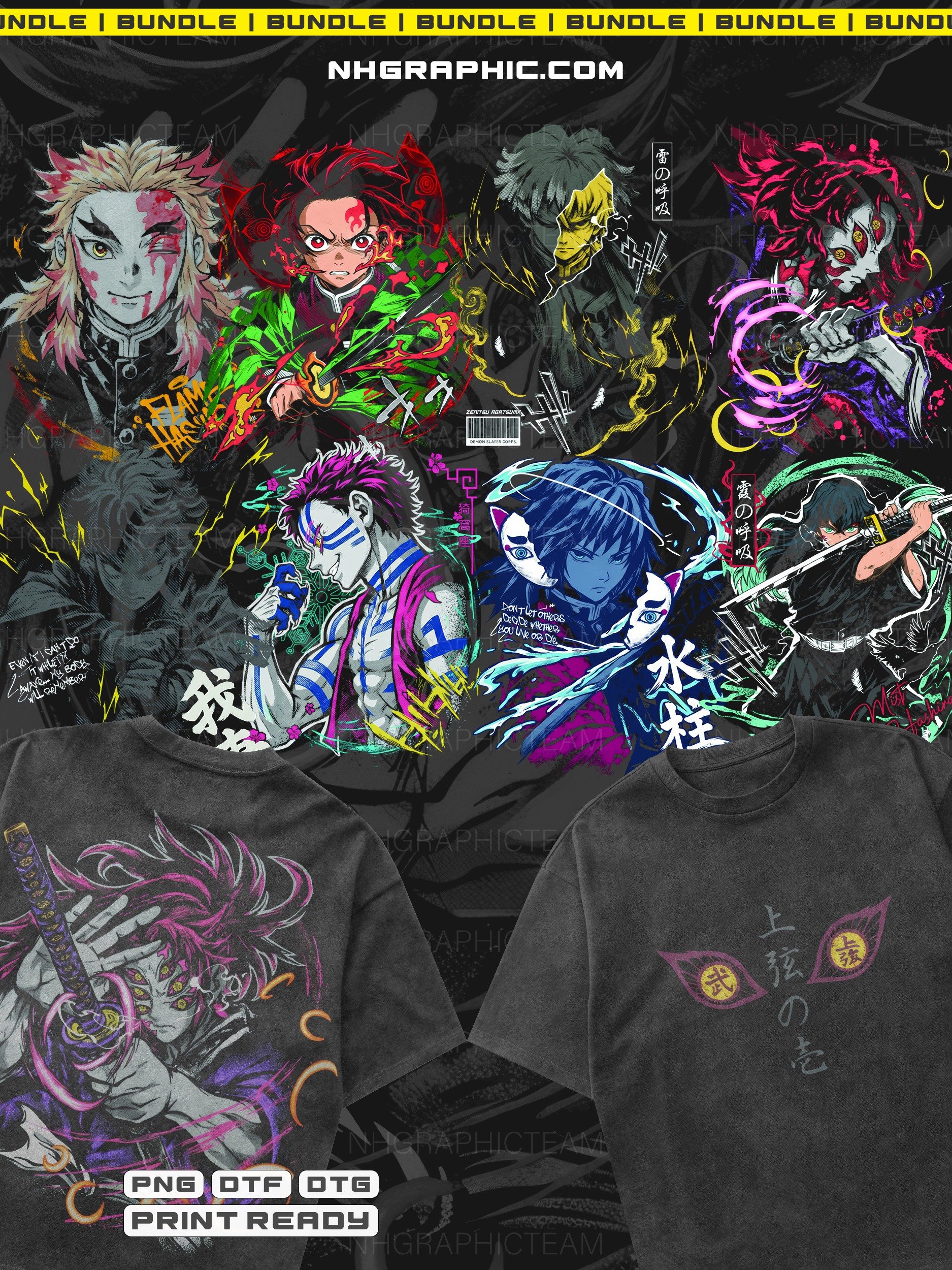 9-Piece Demon Slayer Front & Back PNG Bundle product image (1)