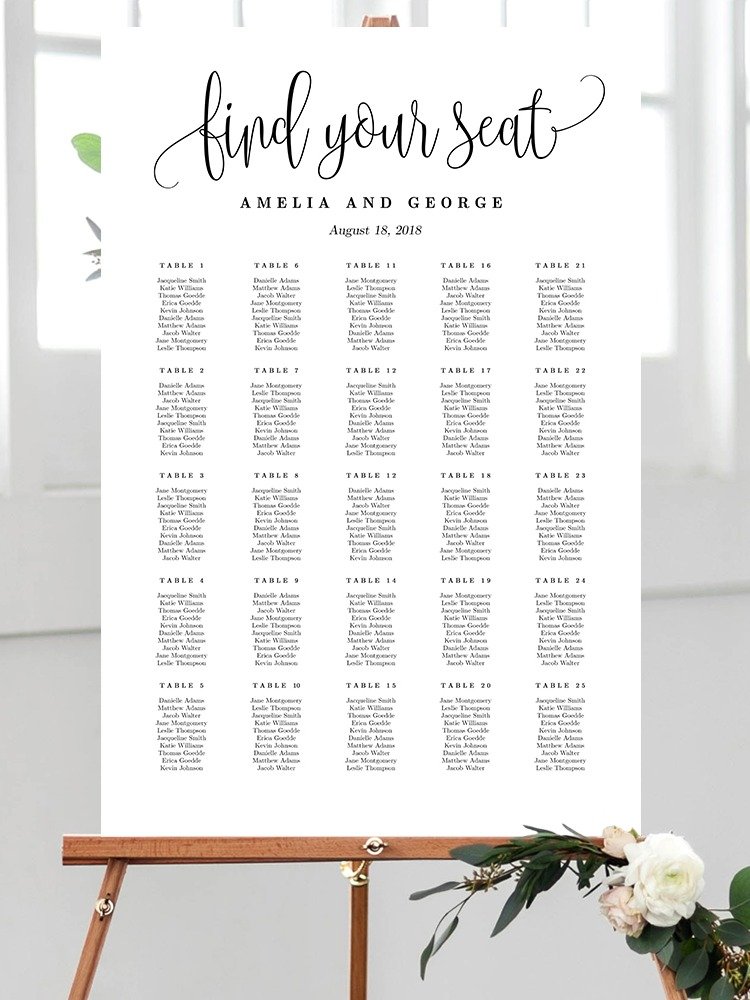 Lovely Calligraphy Wedding Seating Chart Sign Canva Template LCC product image (2)