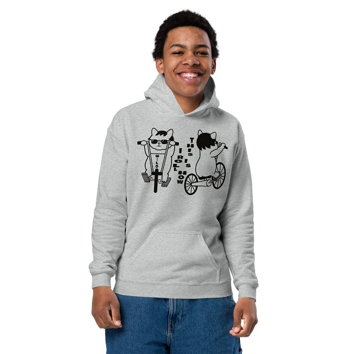 Goromi the Cat in Wig (Wild Biker) - Unisex Youth Hoodie product image (2)