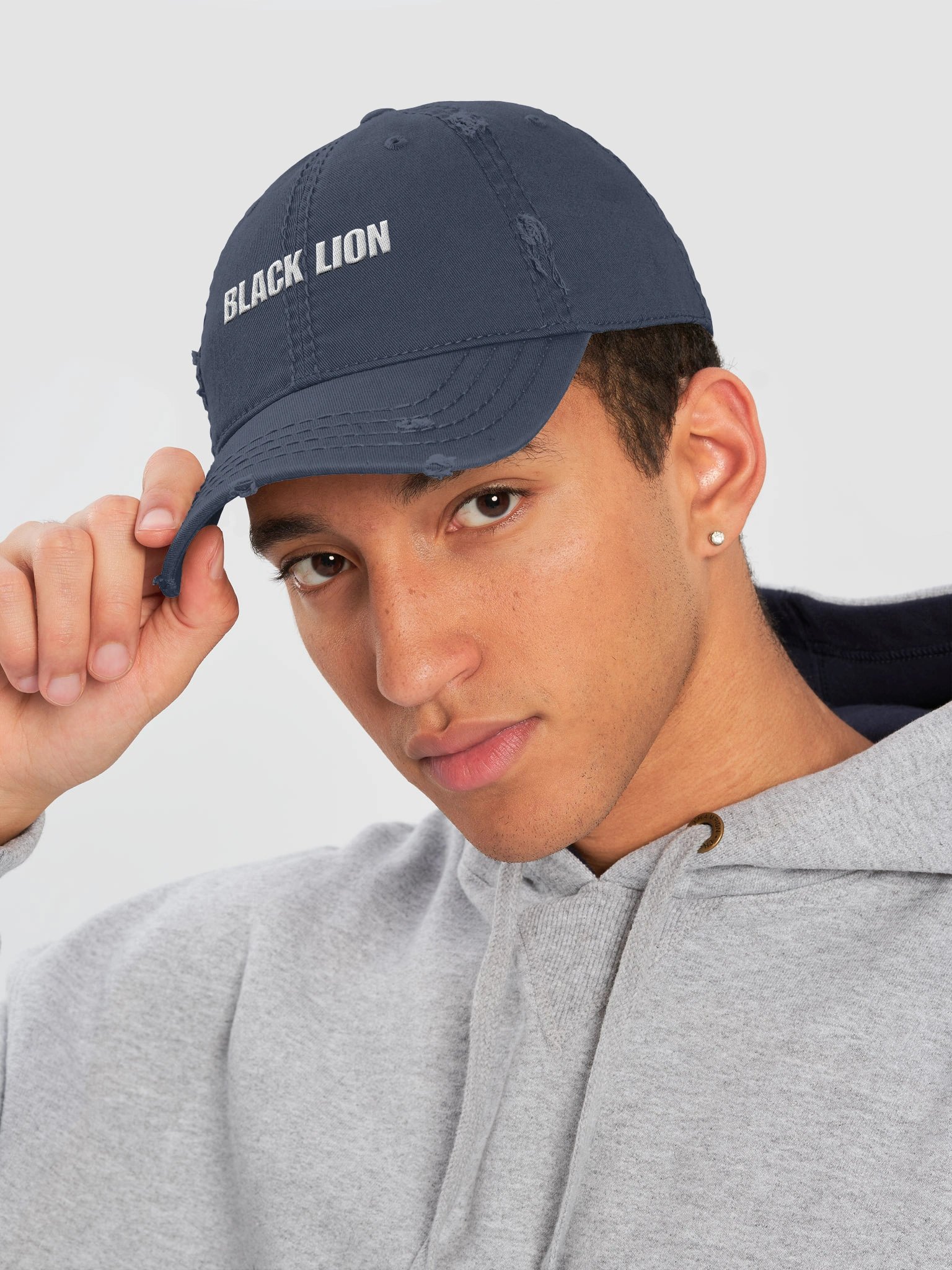 Black Lion Wordmark Distressed Vintage Dad Hat – Embroidered Low-Profile Cotton Cap product image (5)