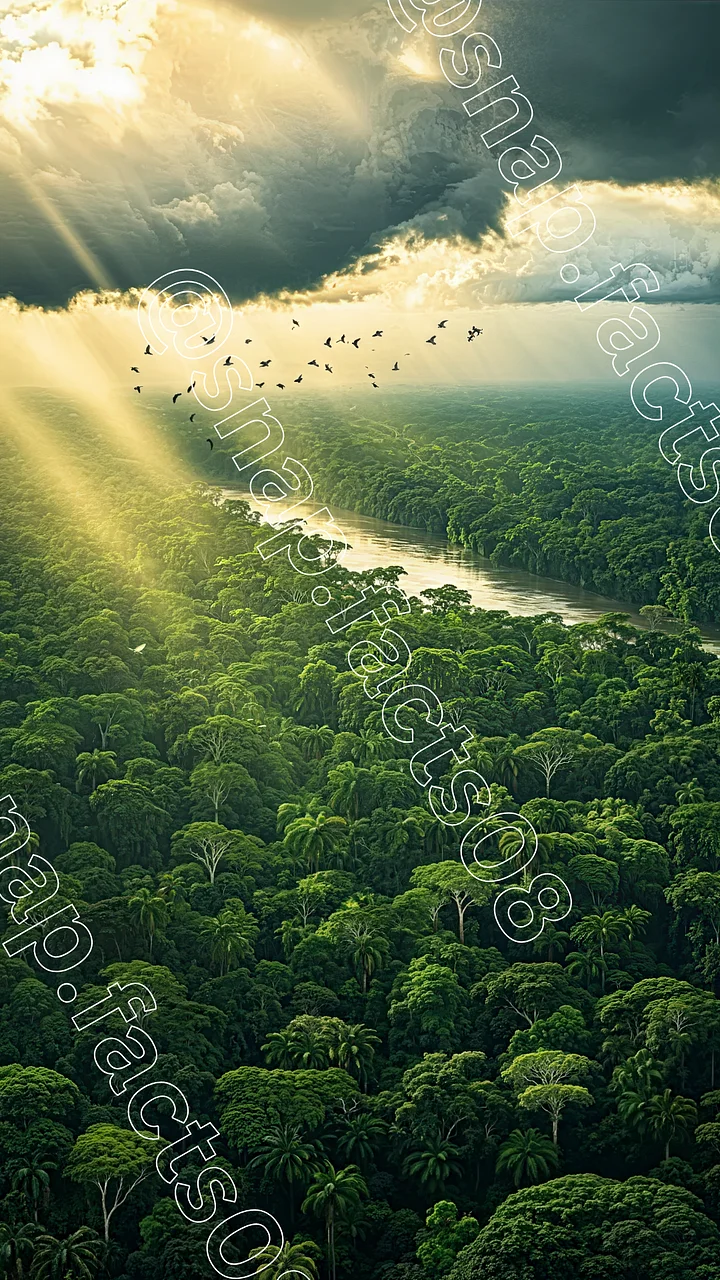 Mystical rainforest with sunbeams and river product image (1)