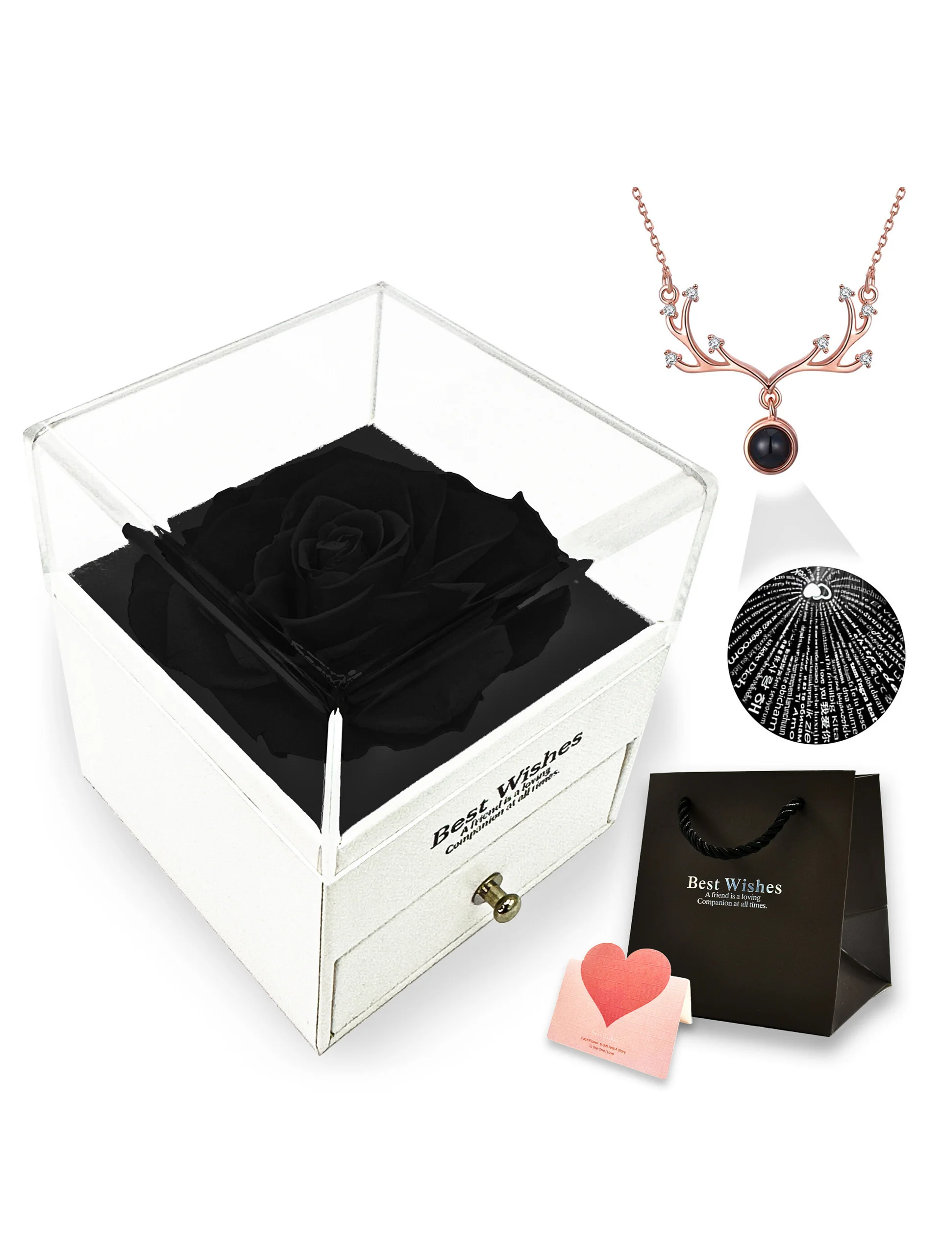 Eternal Rose Gift Box with "I Love You" Necklace – 100 Languages product image (1)