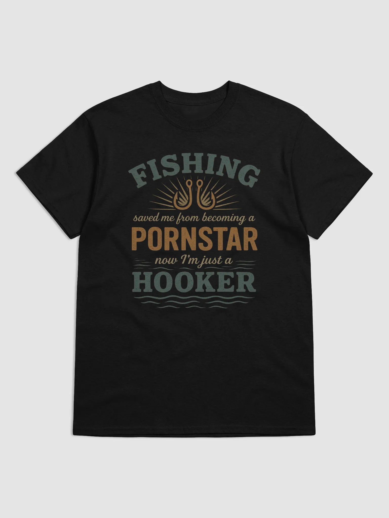 Fishing Saved Me Vintage Funny Fishing T-Shirt – Hooker Humor Tee for Fishermen product image (1)